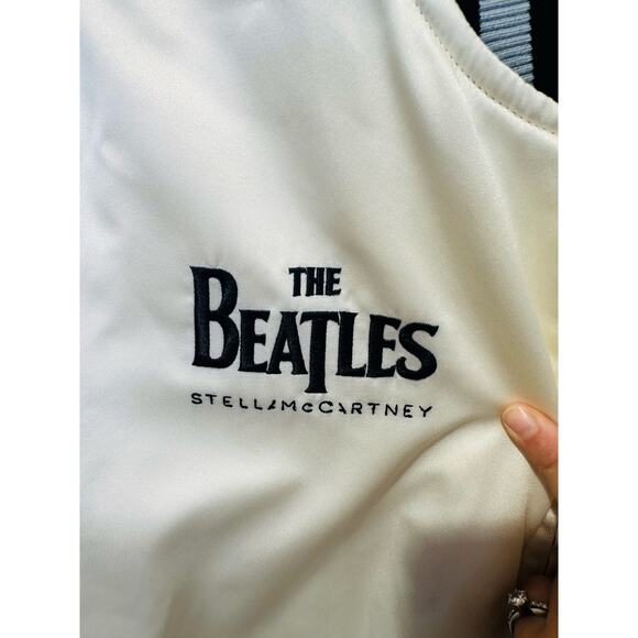 STELLA MCCARTNEY White The Beatles Get Back Embroidered Satin Bomber Jacket XS - Picture 16 of 16